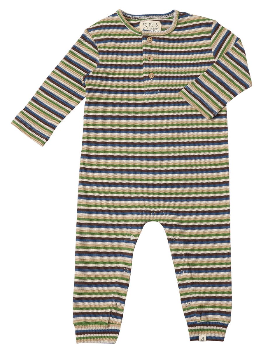 Mason Ribbed Henley Romper Green Multi