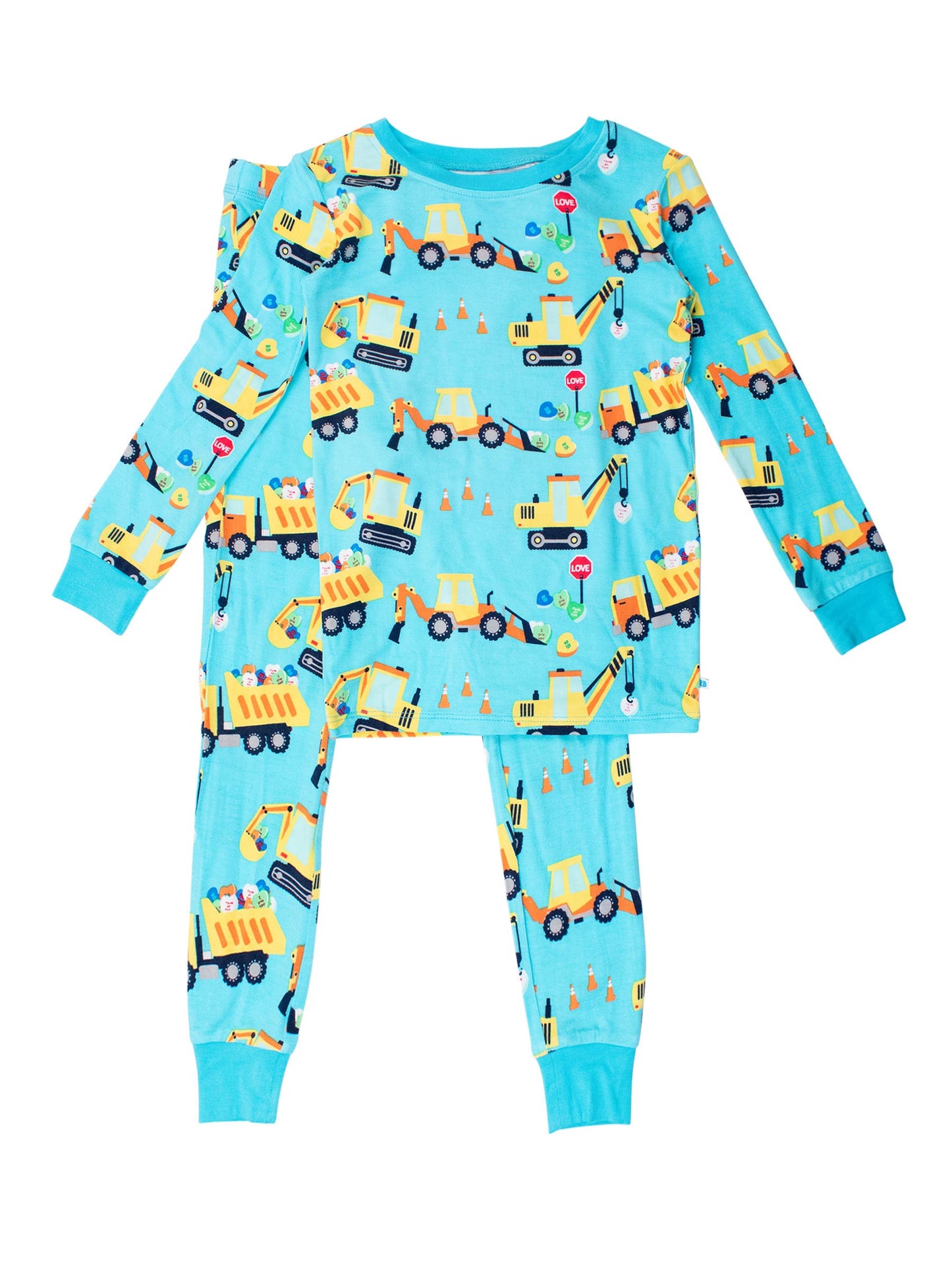 RuffleButts + RuggedButts - Boys I Dig You Bamboo Viscose Long Sleeve Pajama Set: Blue / 3T