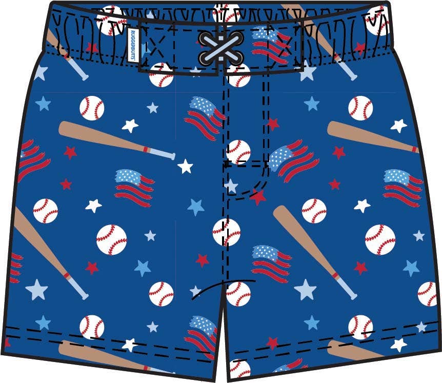 Boys Play Ball Baseball Swim Trunks
