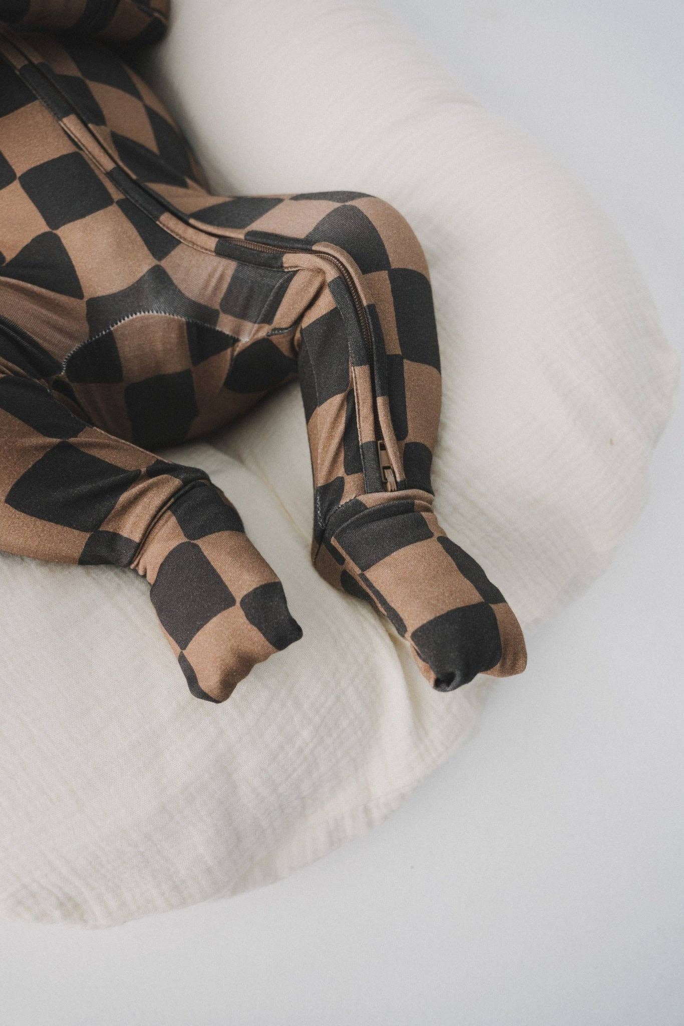 Ellie Sue - Ink & Earth Checkerboard Zipper Romper