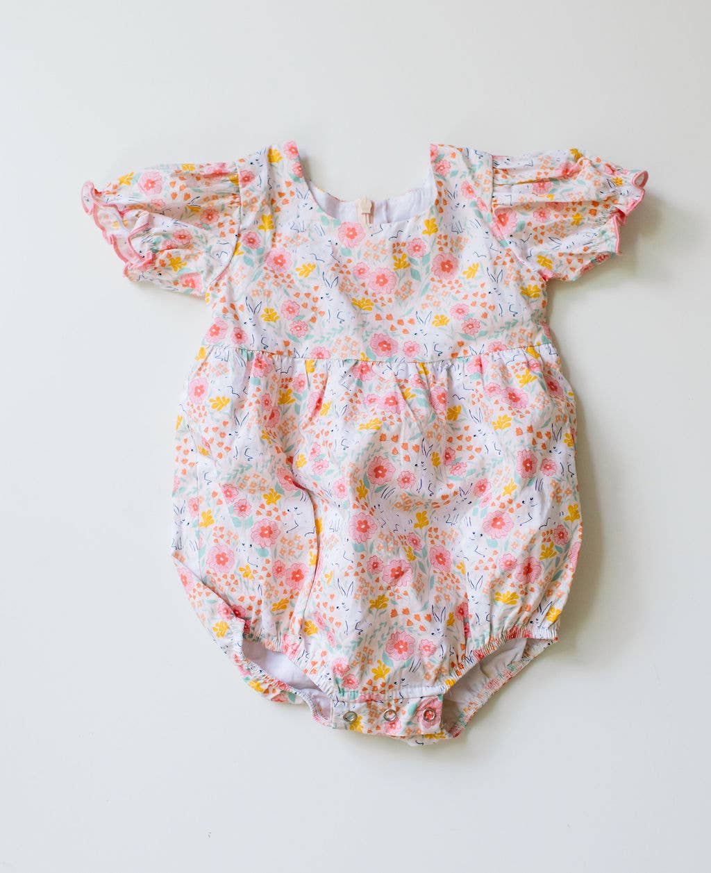 Ollie Jay - Quinn Poplin Romper in Bunny Field | baby clothing | Easter