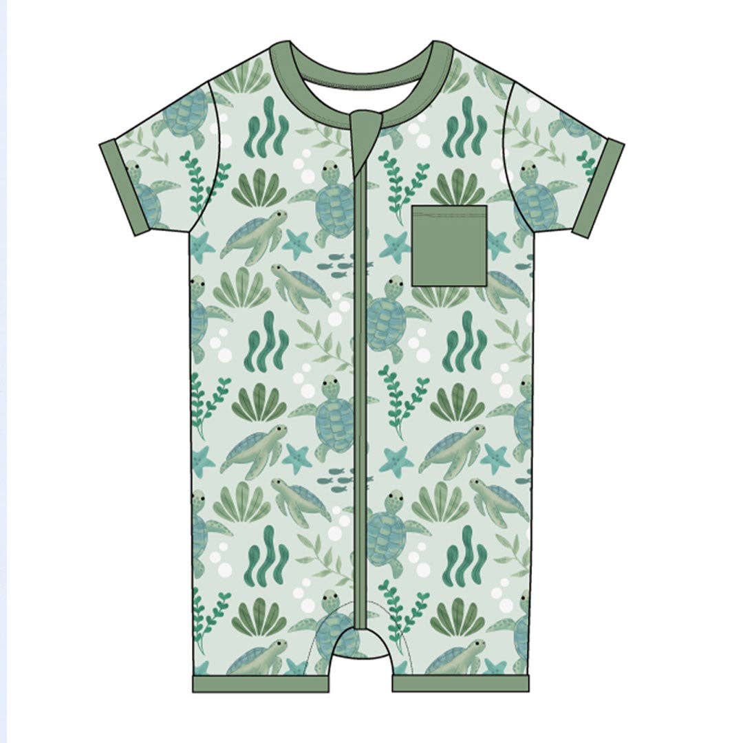 Emerson and Friends - Save the Sea Turtles Bamboo Baby Shortie Romper