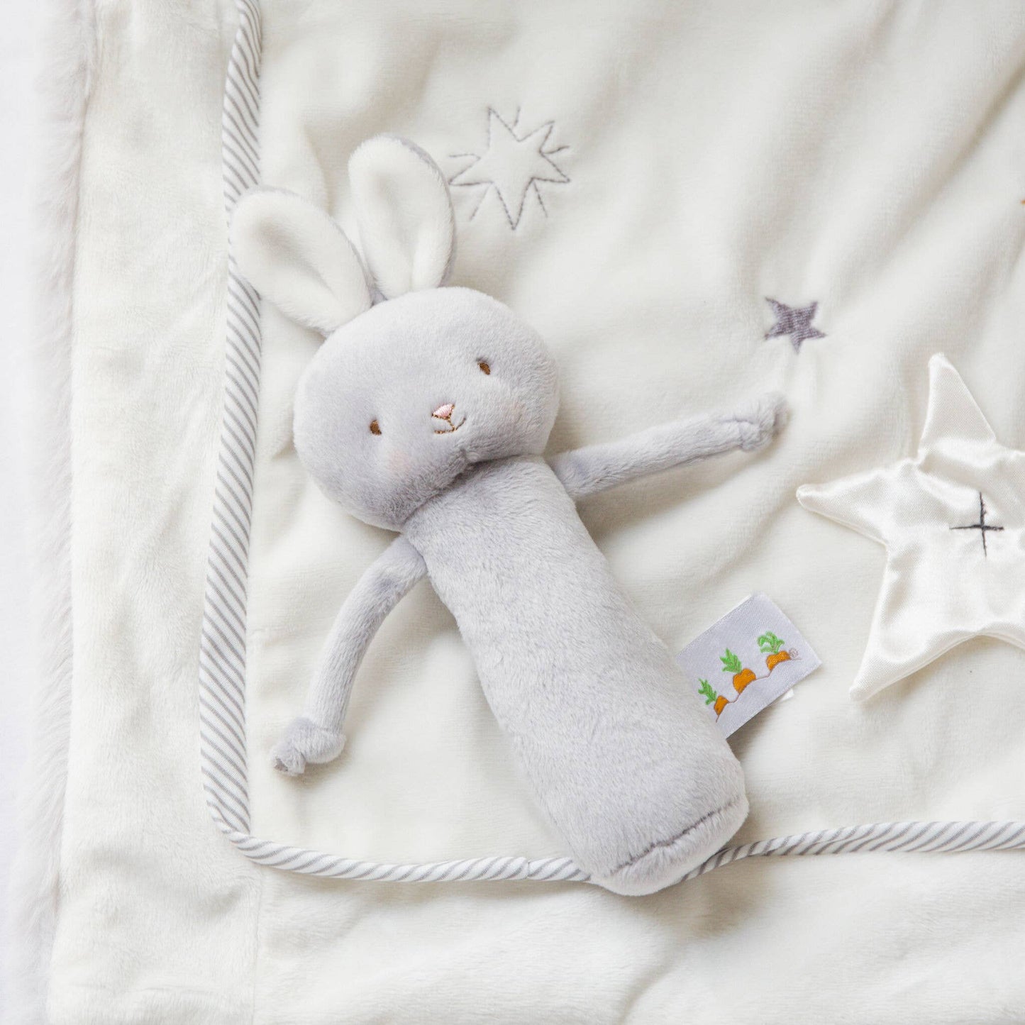 Bunnies By the Bay - Friendly Chime Rattle - Gray bunny