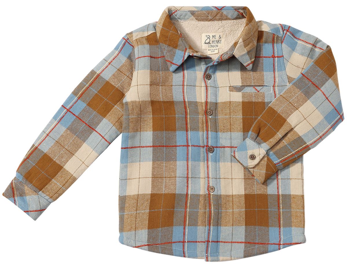Adventurer Sherpa Lined Shirt Beige/Brown Plaid