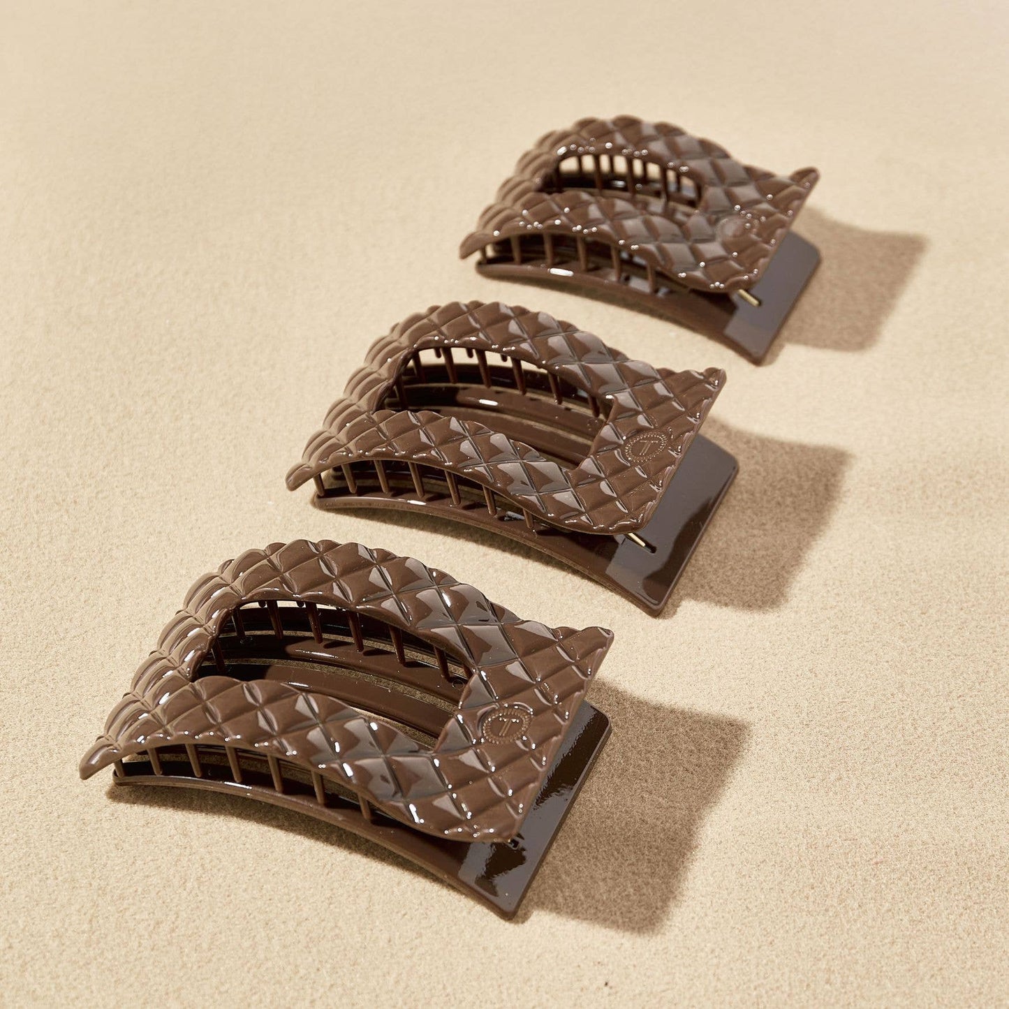 Flat Rectangle Hair Clip|Medium| Truly Taupe Quilted