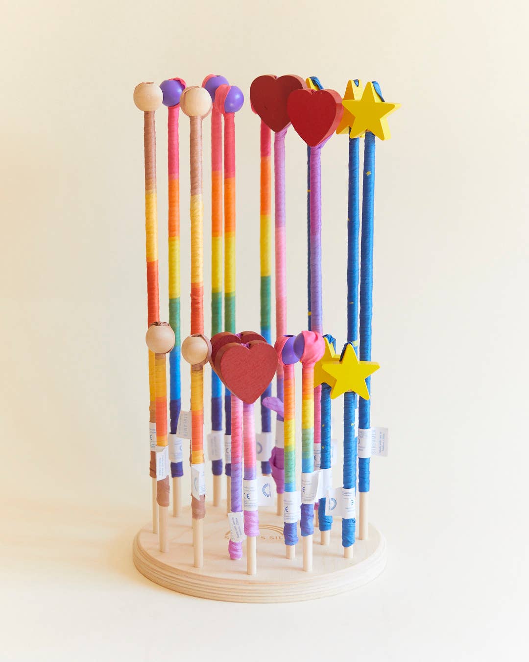 Rainbow Silk & Wood Streamer Wand