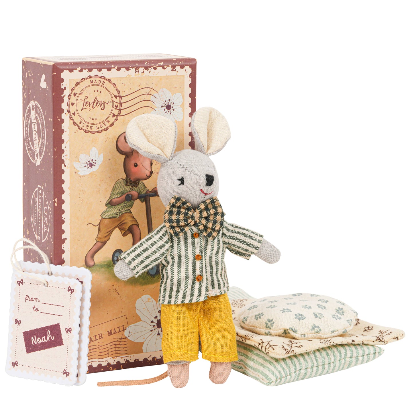 LEVLOVS - Levlovs Mouse Noah in Stamp Holder Box with Bedding