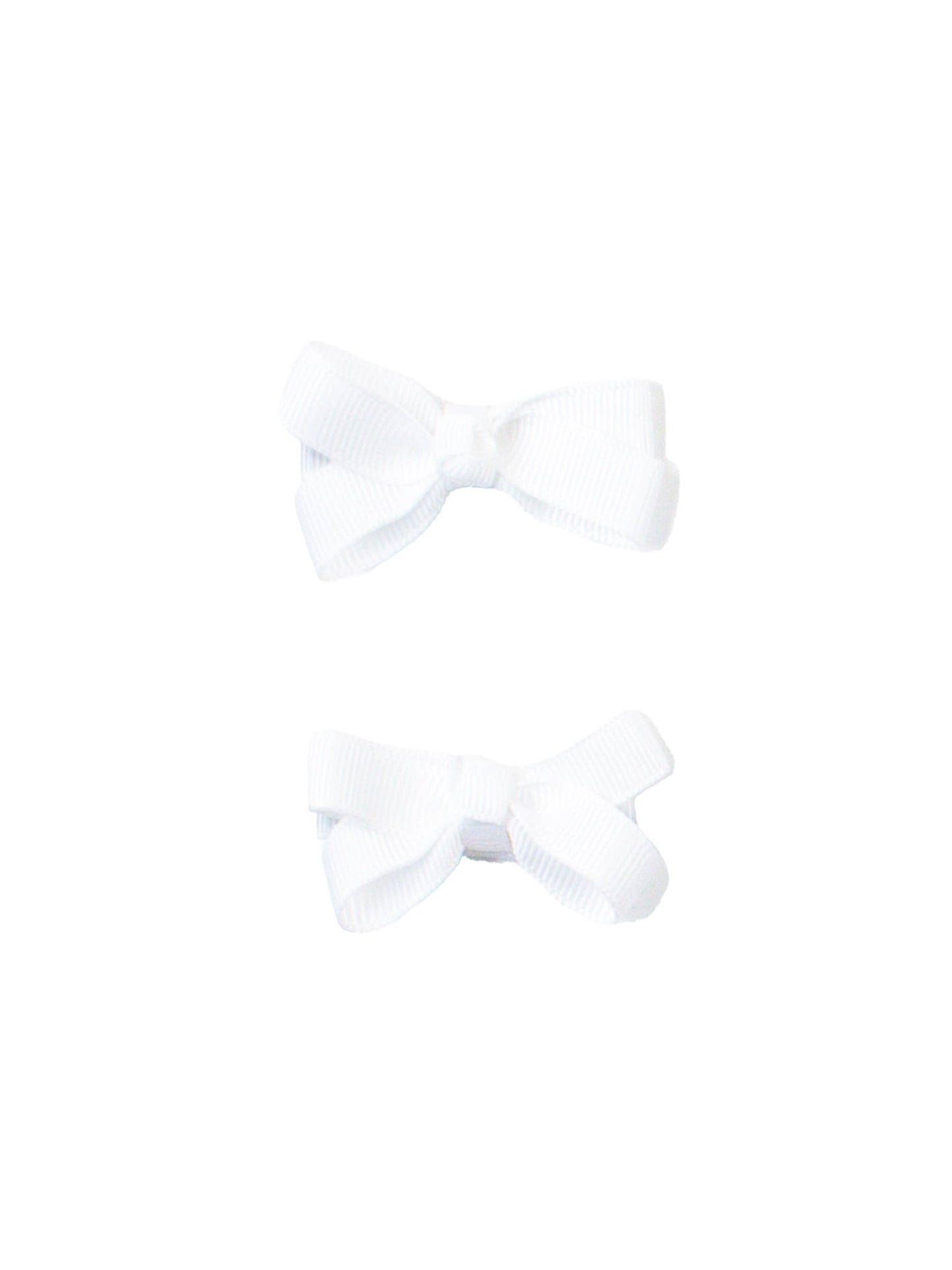 Girls White Small Bow Clip Set