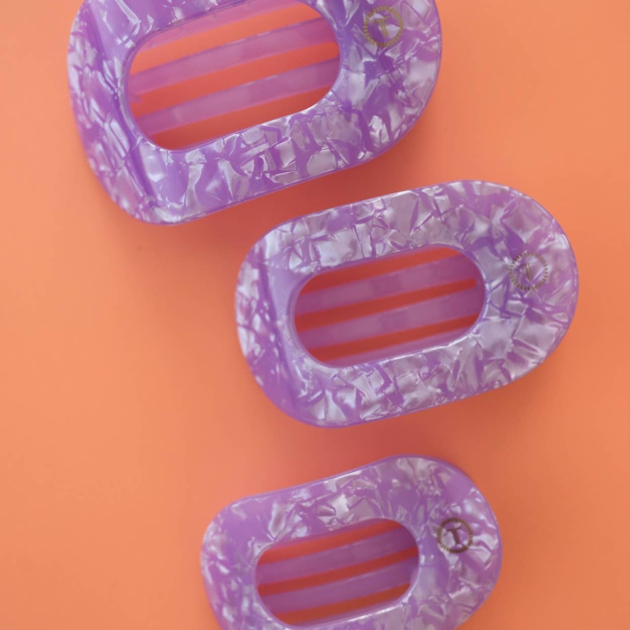 TELETIES - Flat Round Hair Clip | Large | Lavender Mist
