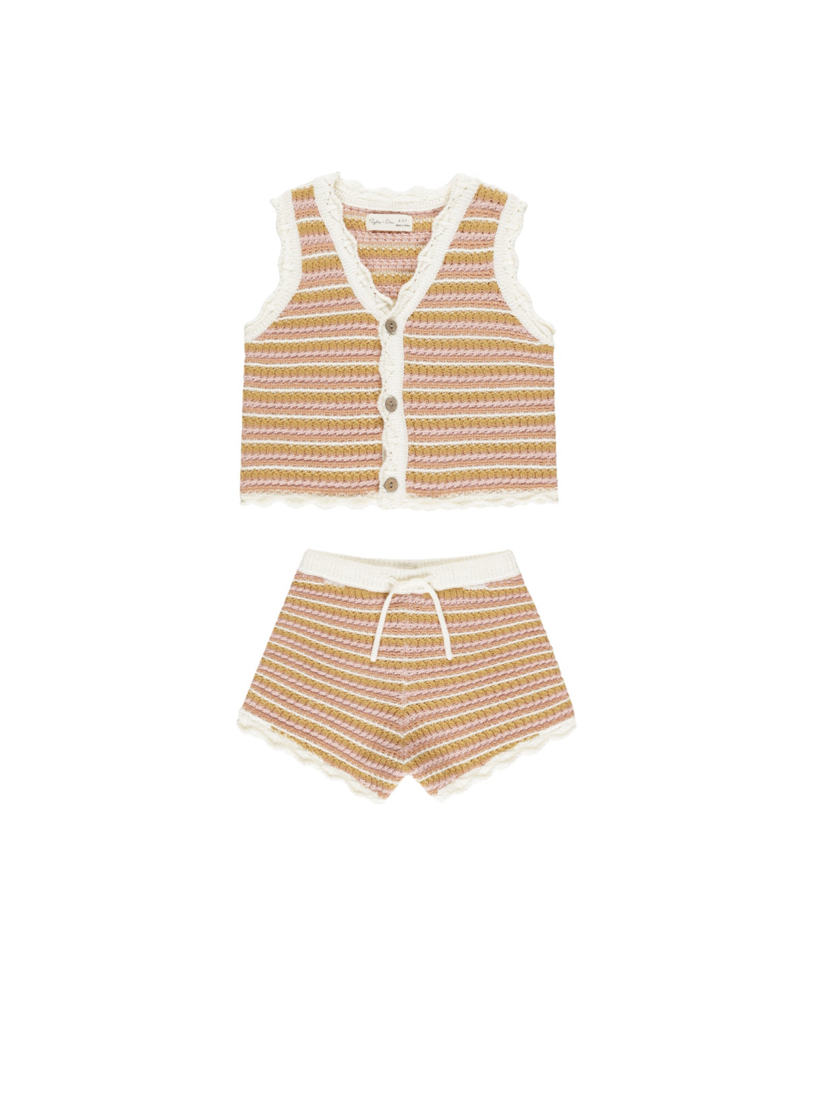 Scallop Crochet Set||Pink Stripe
