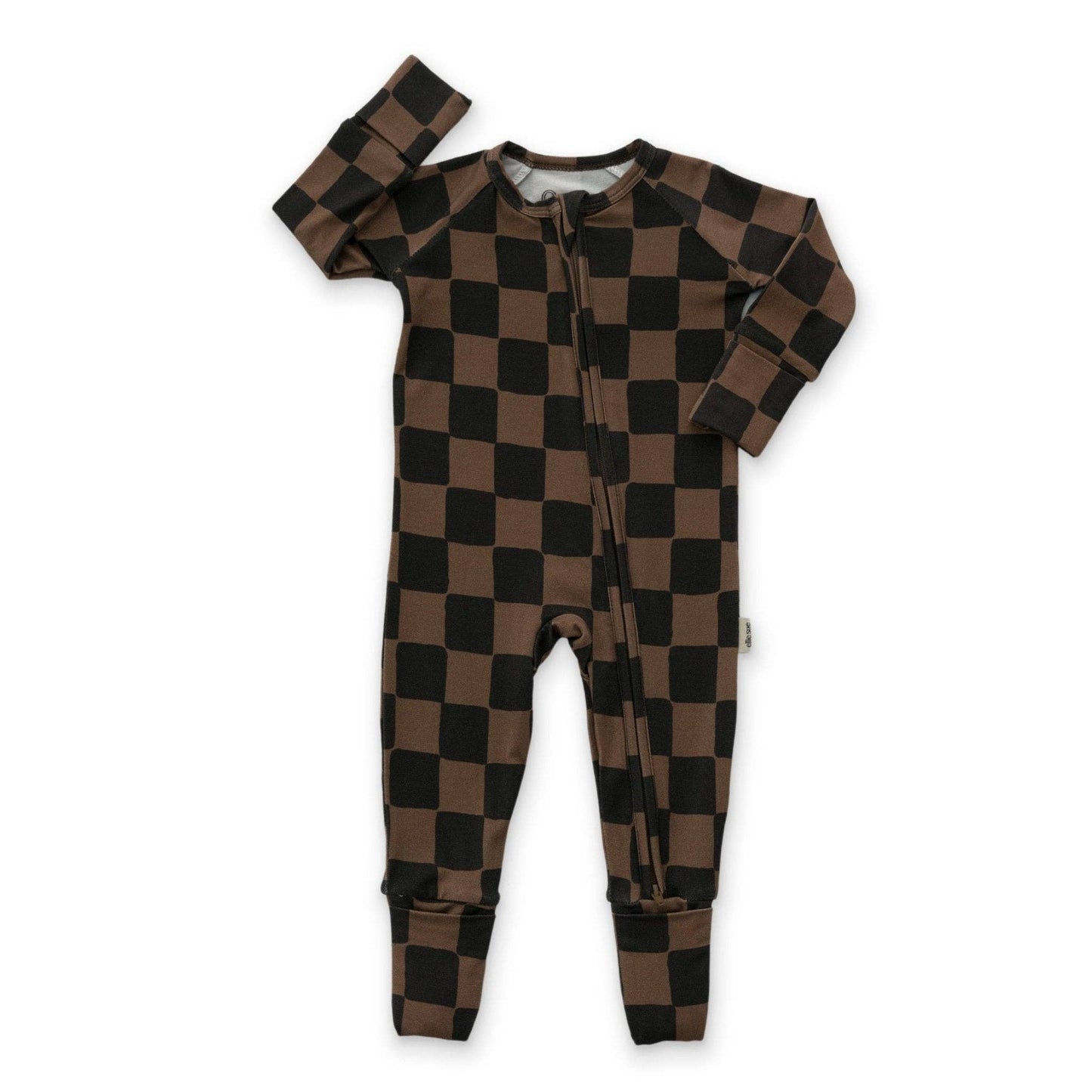 Ellie Sue - Ink & Earth Checkerboard Zipper Romper