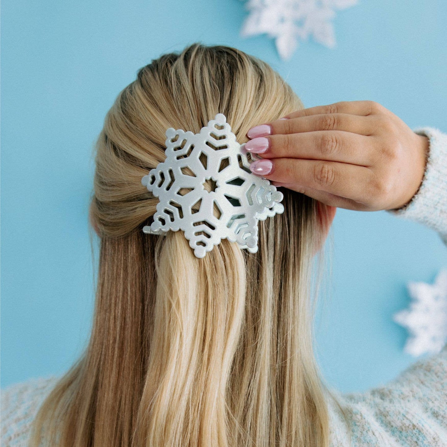 TELETIES - Flat Hair Clip | Medium | Snowflake