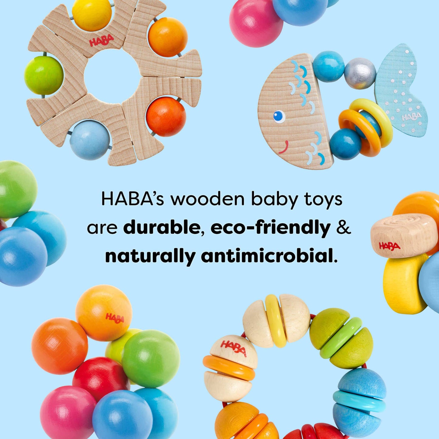 HABA USA - Rainbow Rattle Grasping and Teething Toy