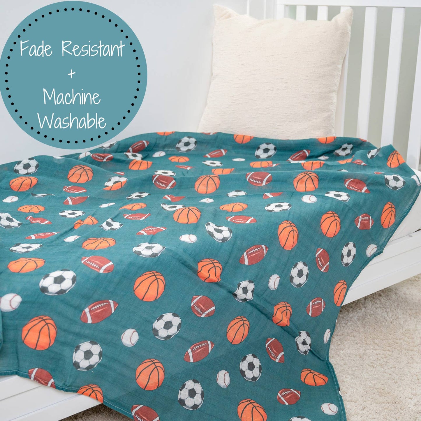 LollyBanks - Little Athlete Sporty Theme Baby Swaddle Blanket