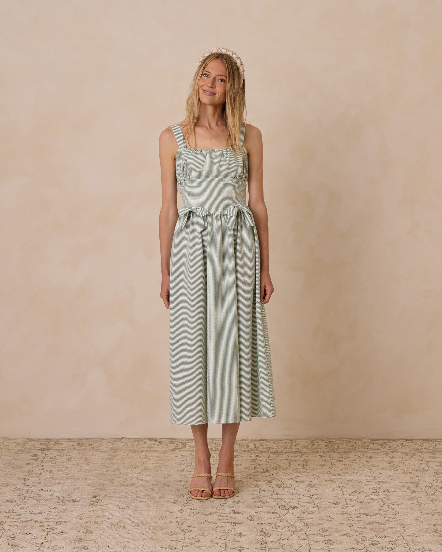 Betsy Dress||Sage Stripe