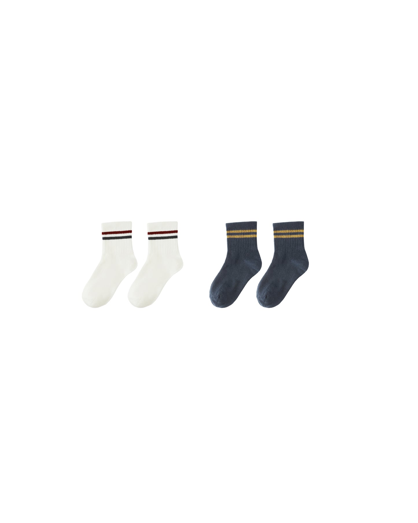Stripe Socks 2pk||Ivory, Navy