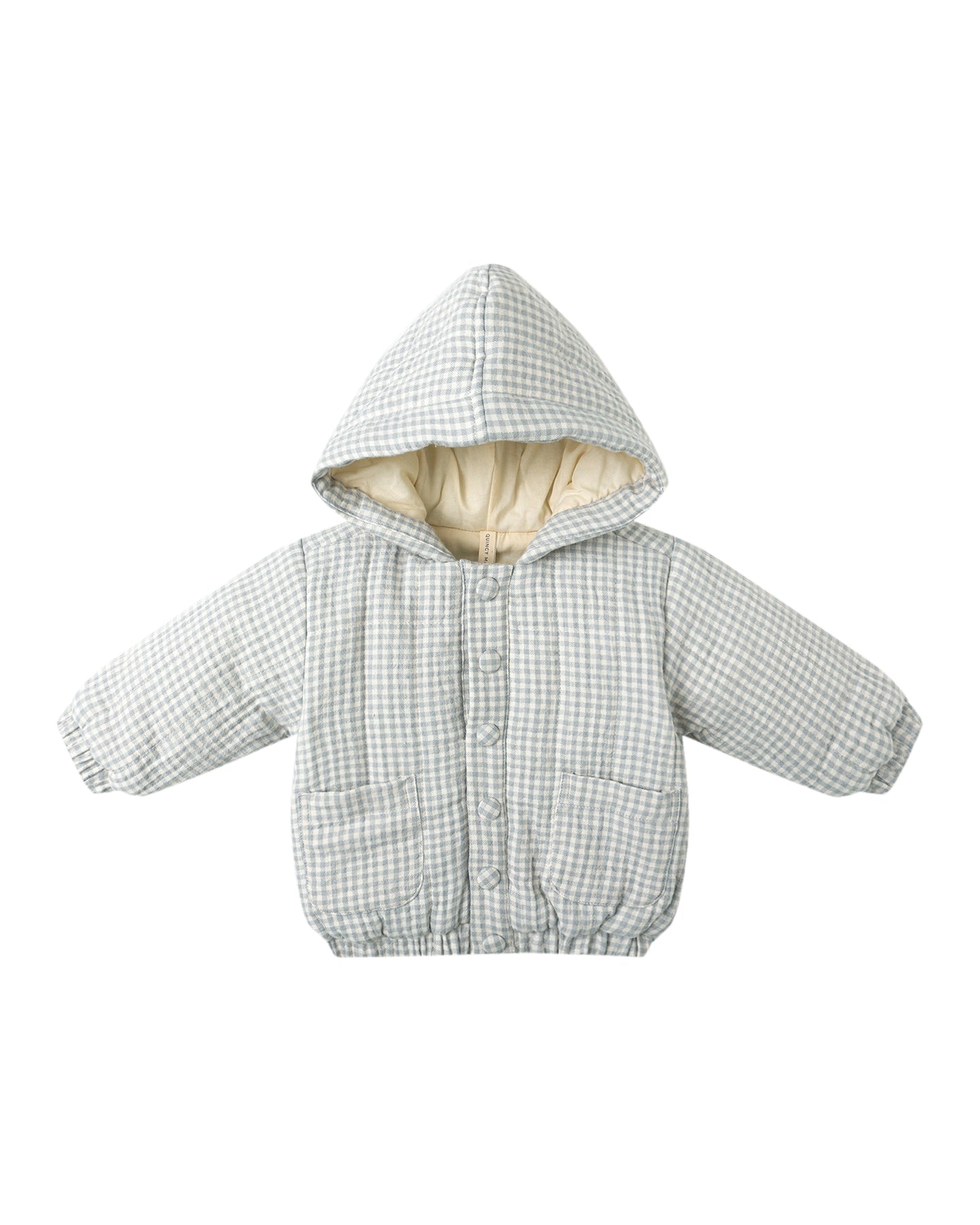 Hooded Woven Jacket||Blue Gingham