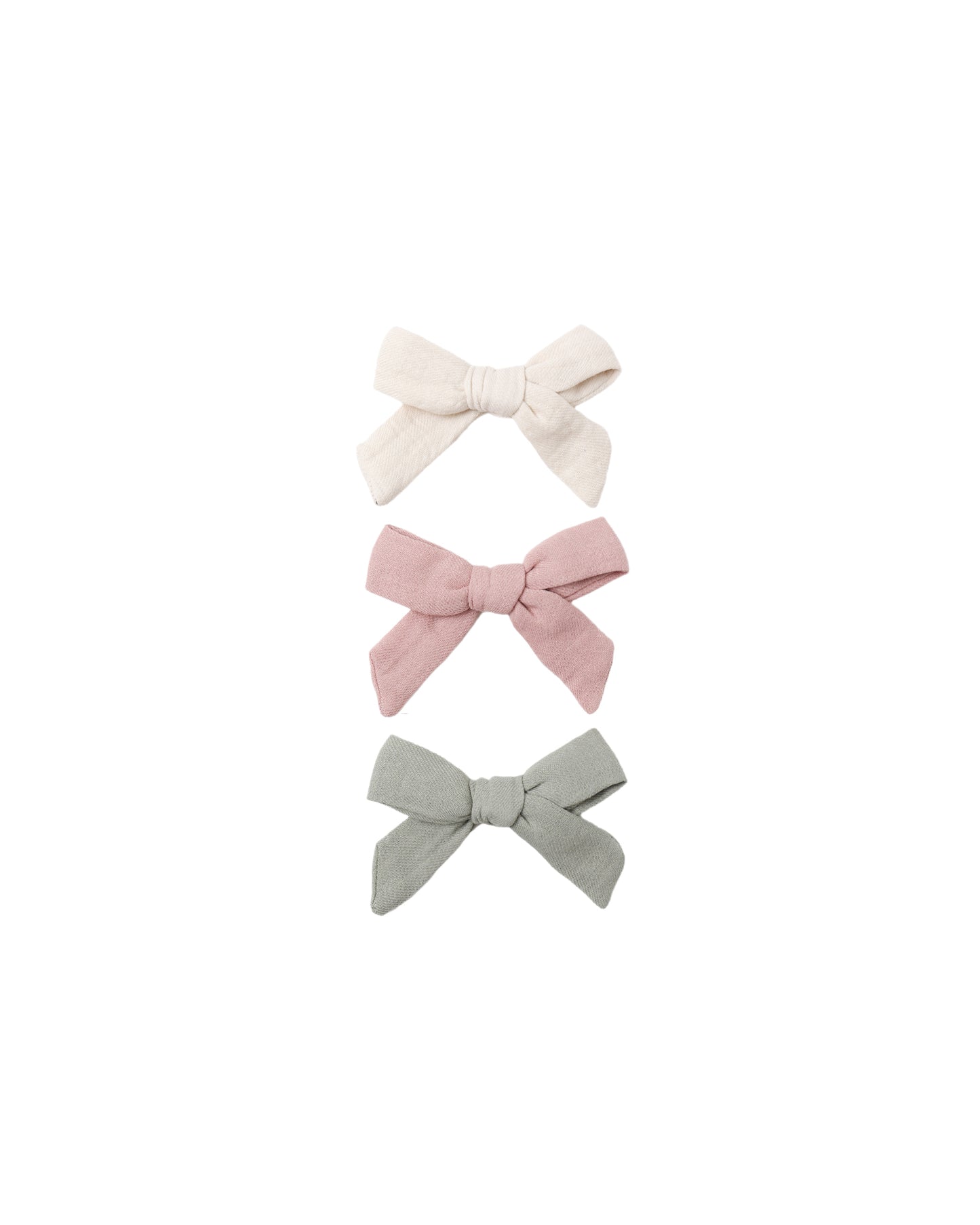 Bow w/Clip Set of 3||Natural,Fern,Rose
