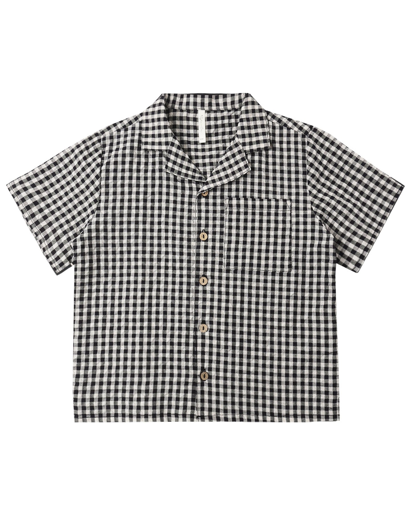 Lapel Collared Shirt||Black Check