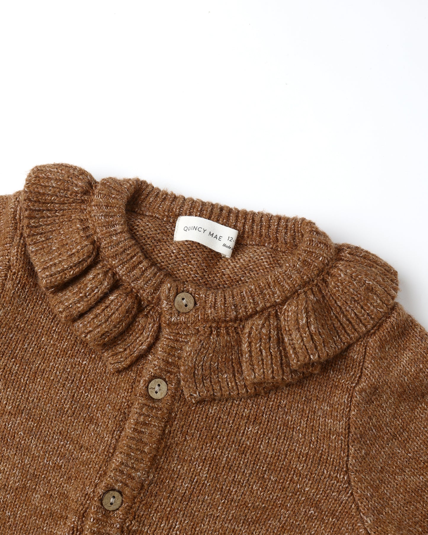 Ruffle Collar Cardigan||Heathered Cedar
