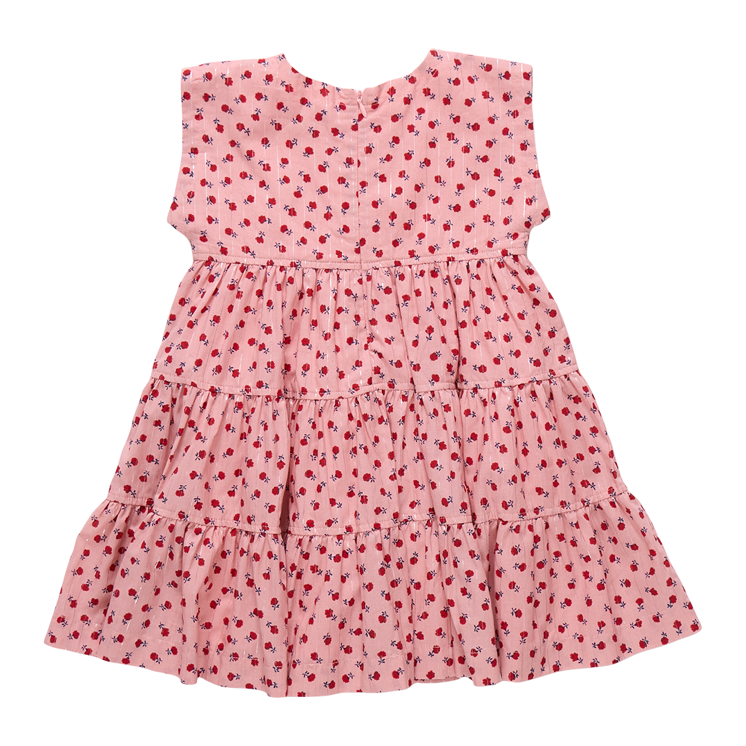 Girls Peachy Dress Pink Tiny Roses