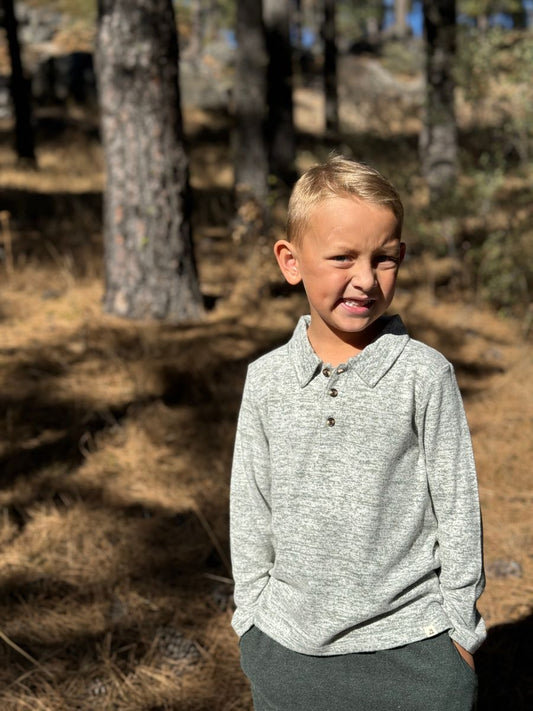 Spencer LS Polo Heathered Green