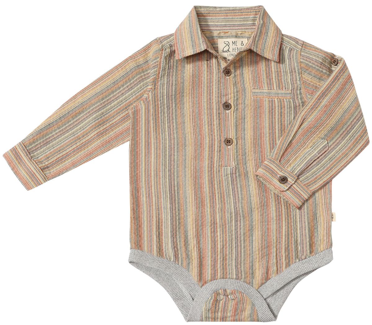 Jasper Woven Onesie Brown Multi Stripe