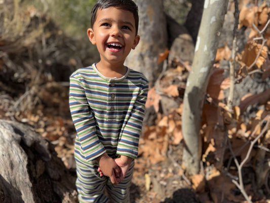 Mason Ribbed Henley Romper Green Multi