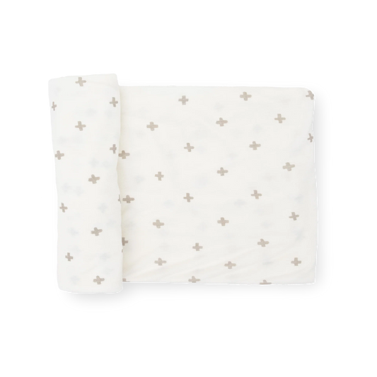Knit Swaddle Grey Cross