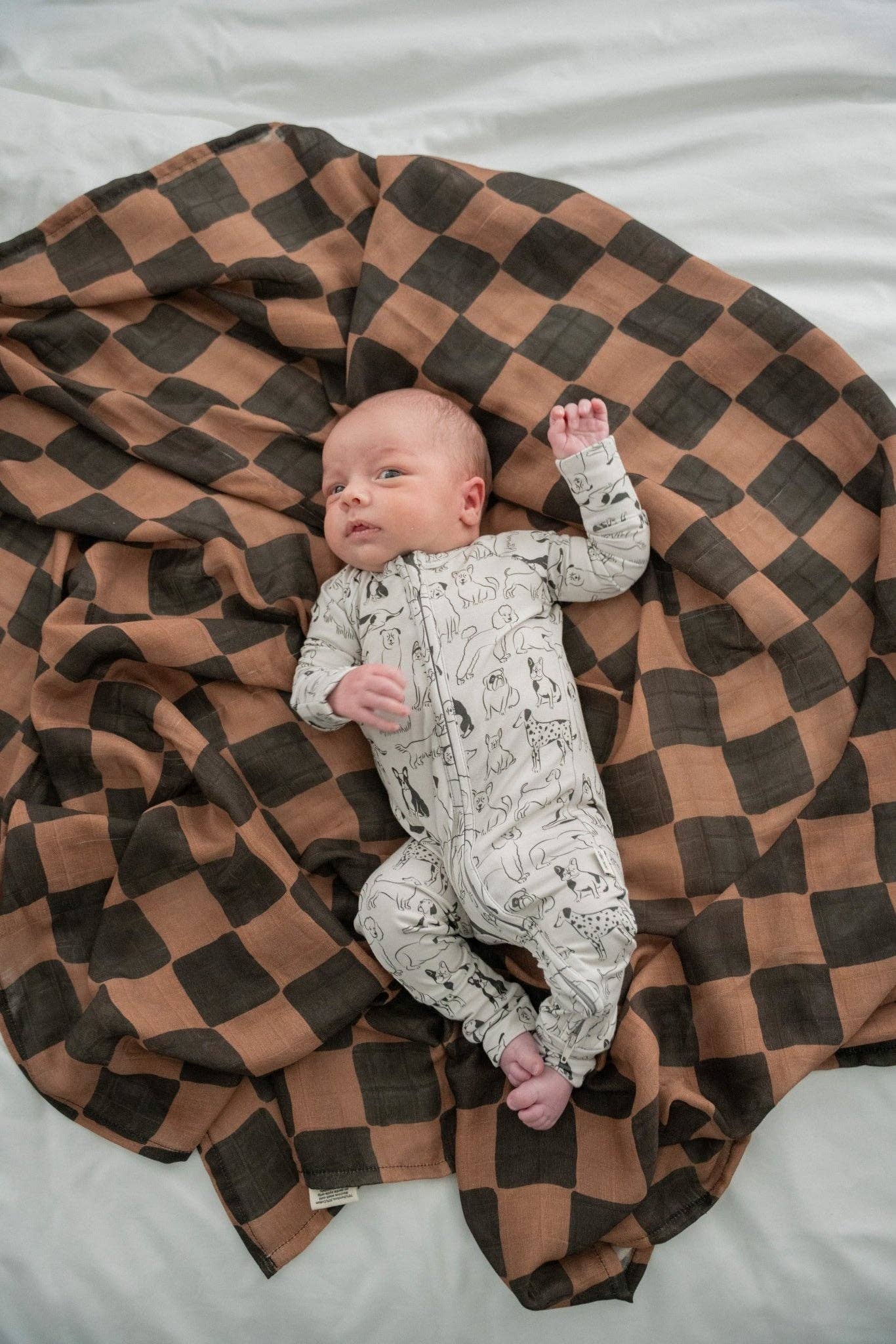 Ellie Sue - Ink & Earth Checkerboard Muslin Swaddle Blanket