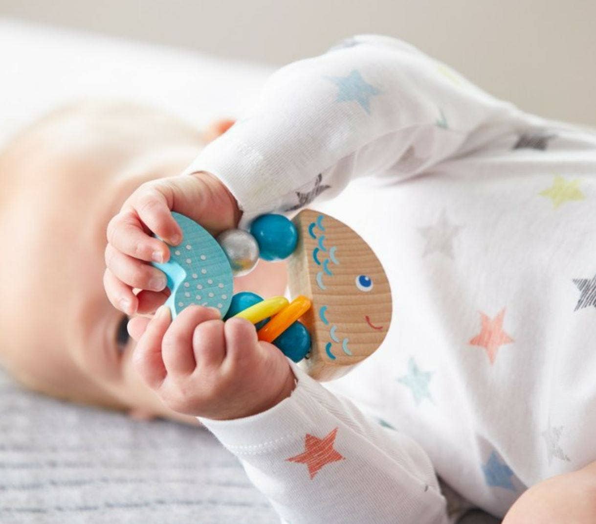 HABA USA - Rattlefish Wooden Baby Rattle
