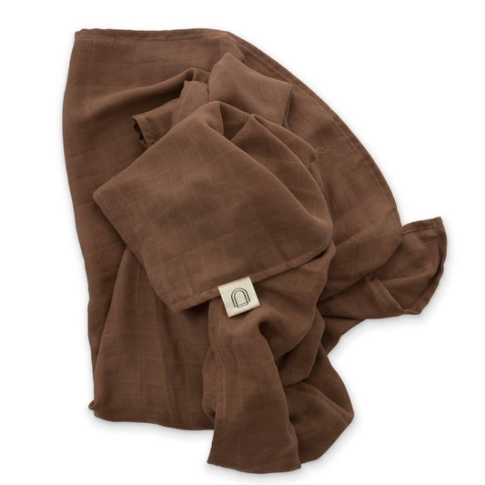 Ellie Sue - Mocha Muslin Swaddle Blanket