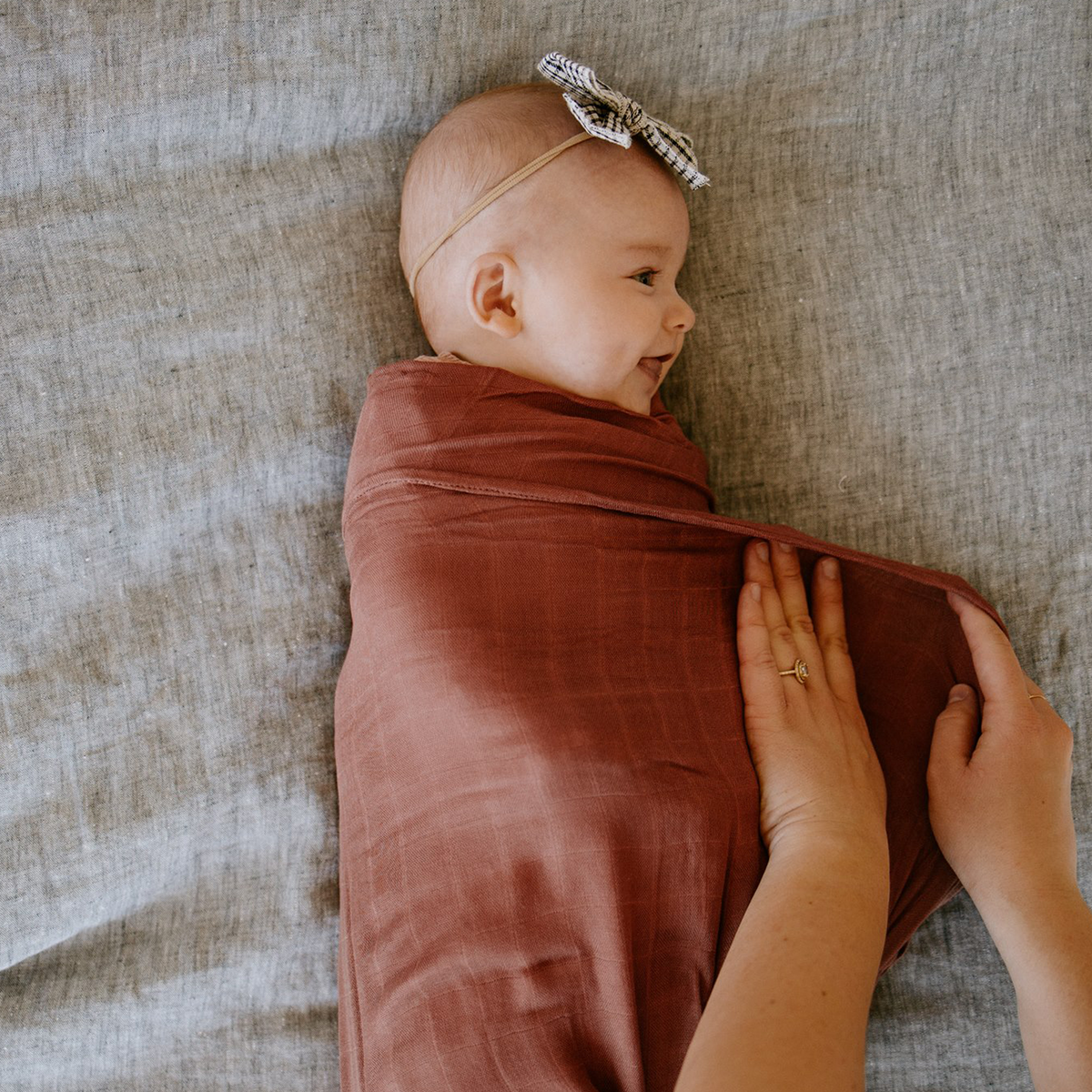 Little Unicorn - Deluxe Muslin Swaddle Blanket - Dusty Maroon