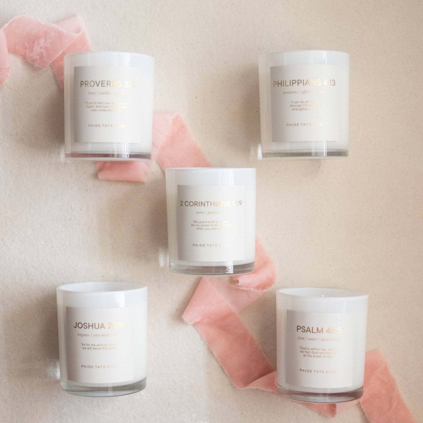 Paige Tate & Co. - Scripture Candle: 2 Corinthians 12:9 Soy Wax Christian Gift