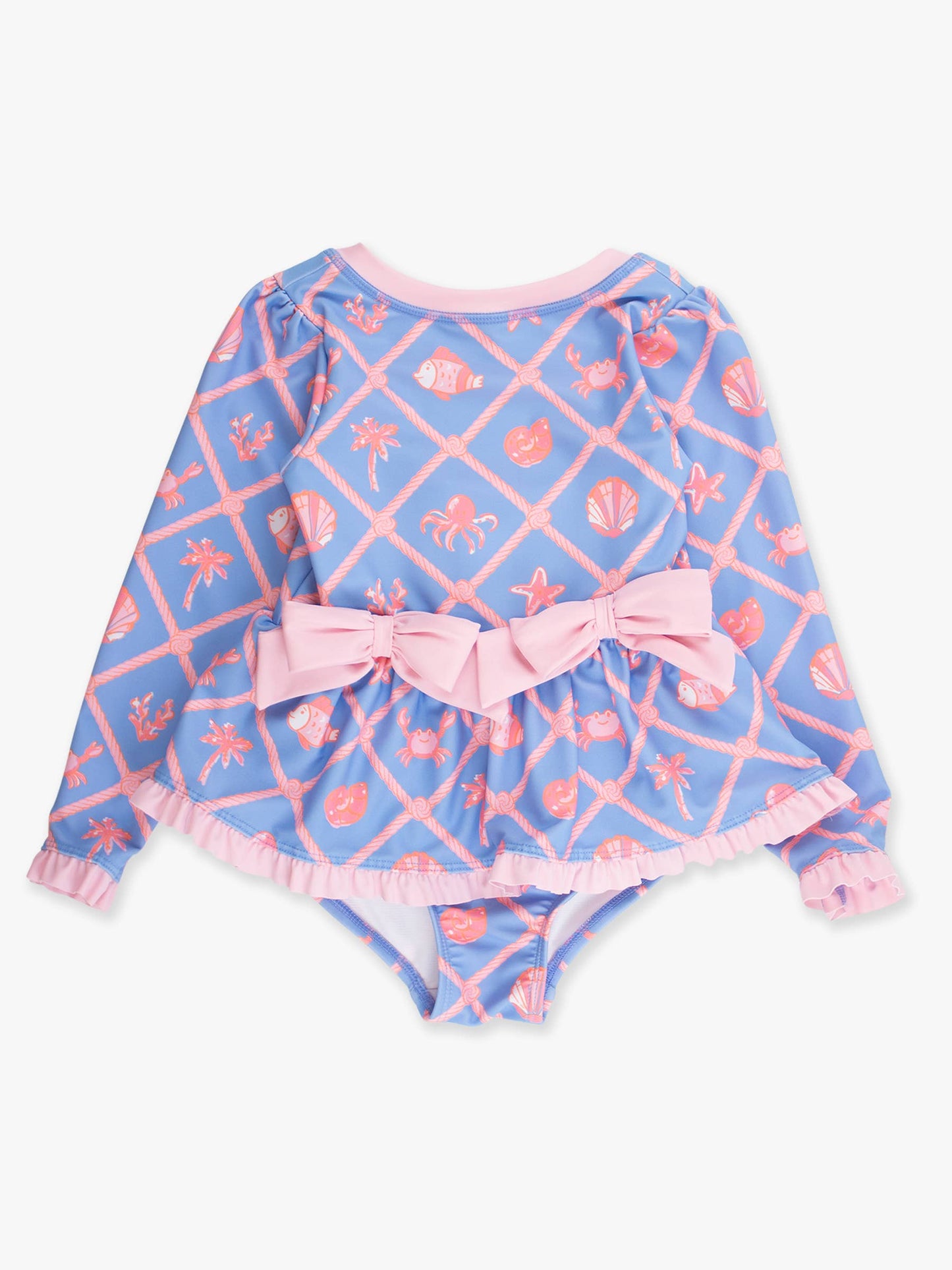 Girls Tropical Trellis LS OP Bow Peplum RG Swimsuit