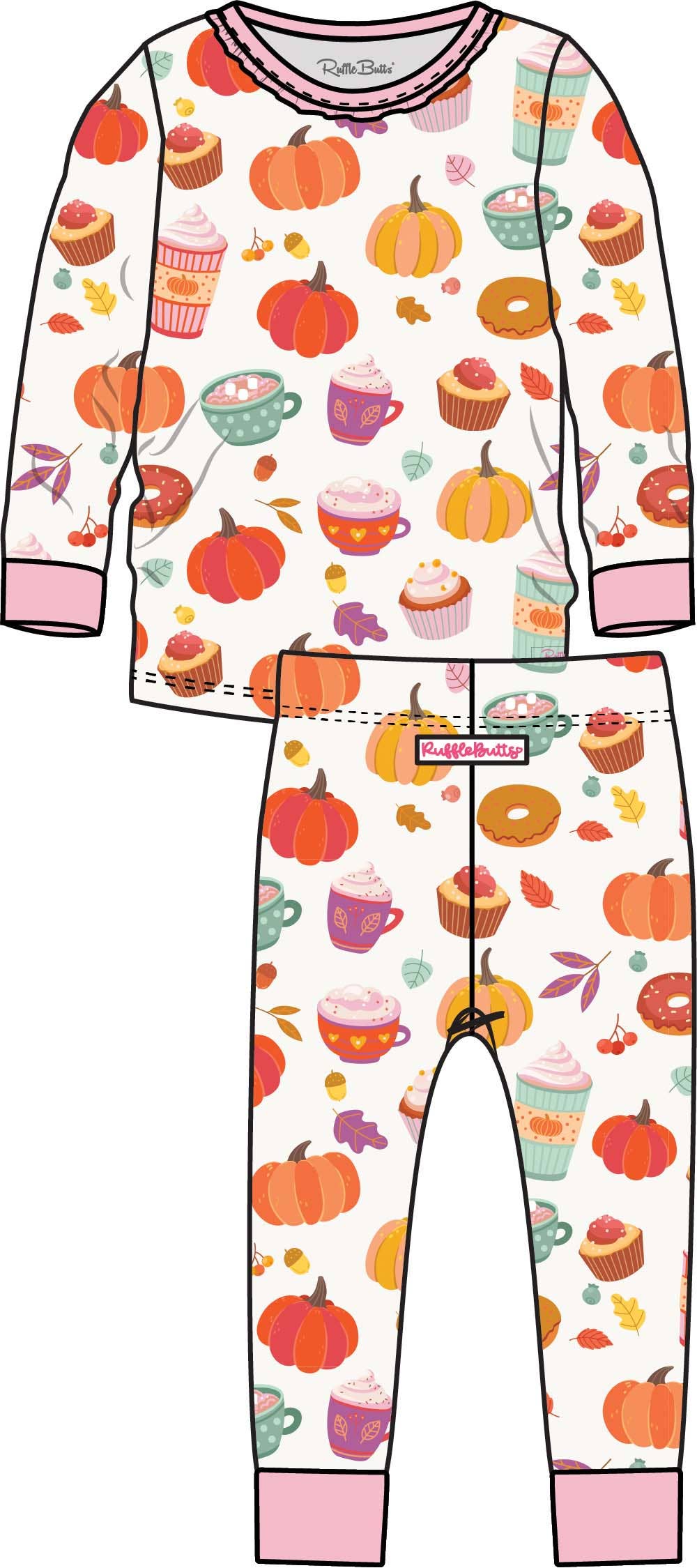 Fall Treats Ruffle Long Sleeve PJs