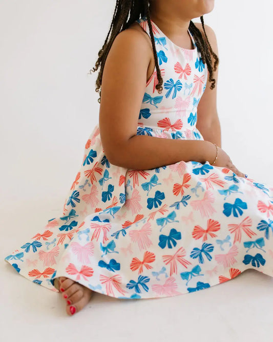 Sofia Dress in Patriotic Bows Twirl dress