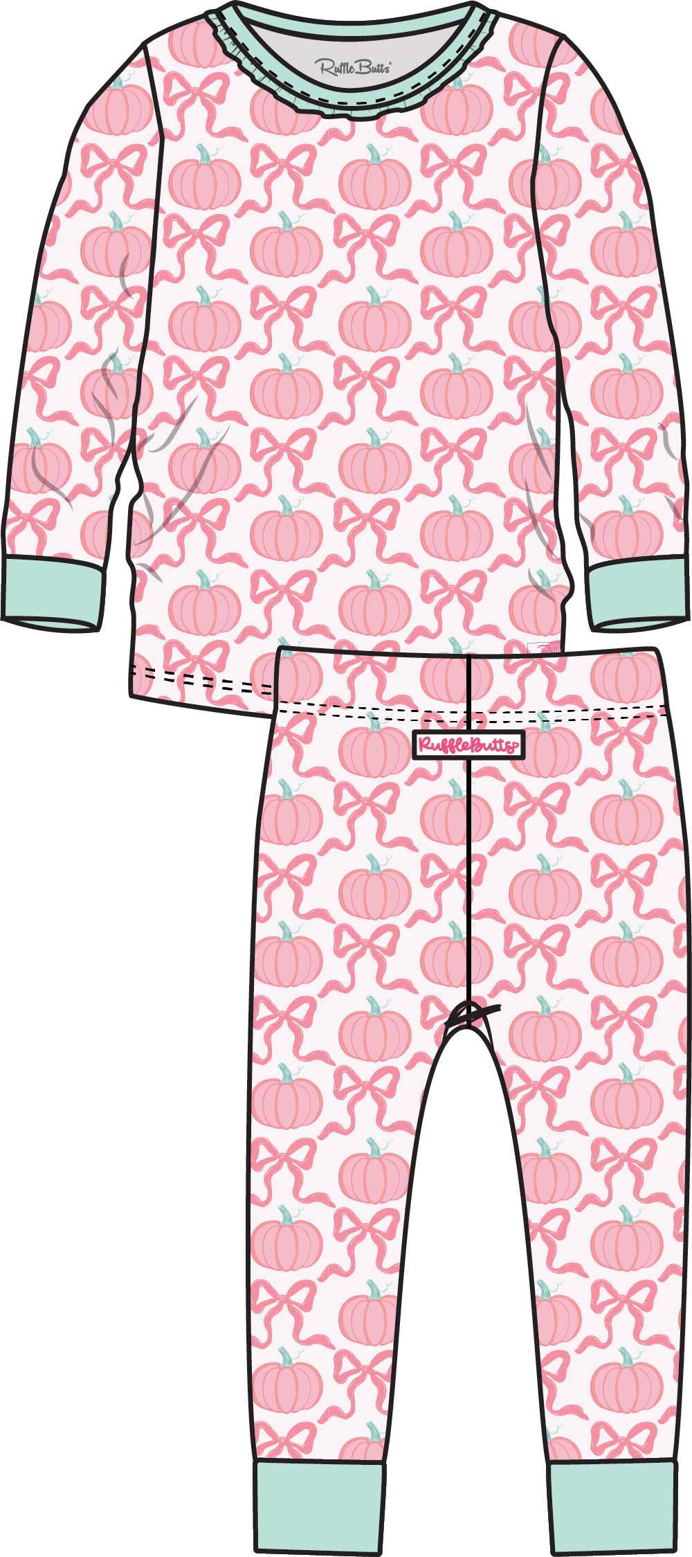 Pink Fairytale Pumpkins Ruffle LS PJs