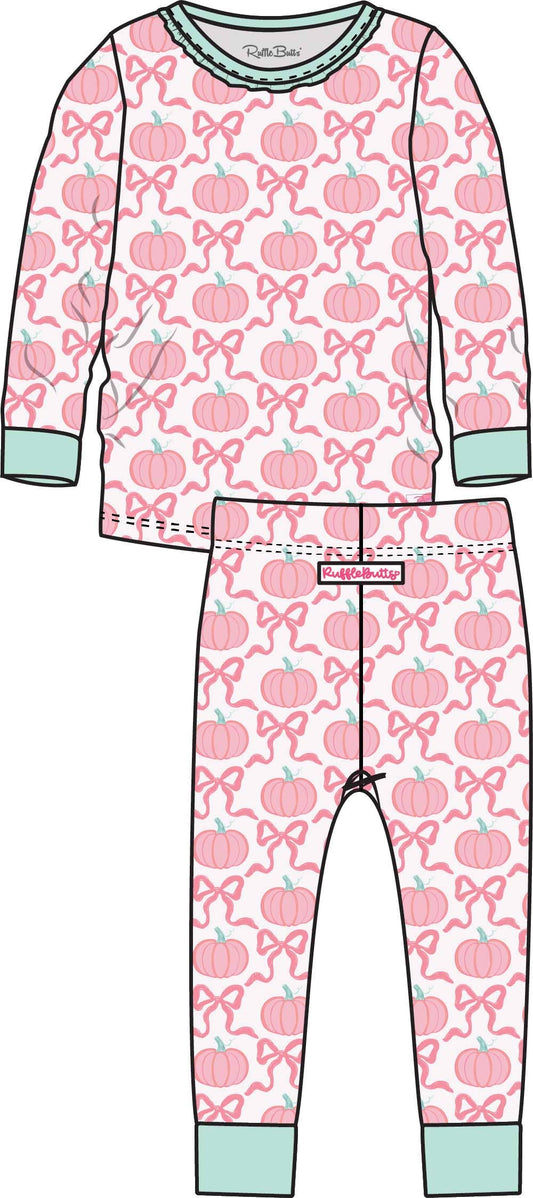 Pink Fairytale Pumpkins Ruffle LS PJs