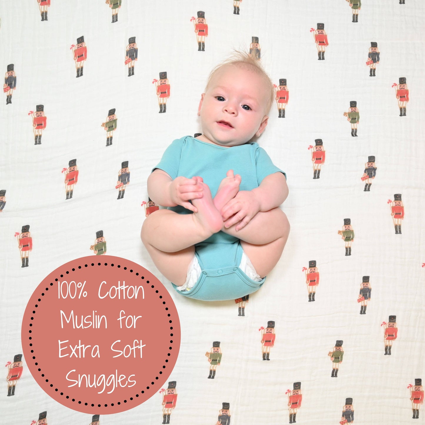 LollyBanks - What's Cracking Christmas Baby Muslin Cotton Blanket