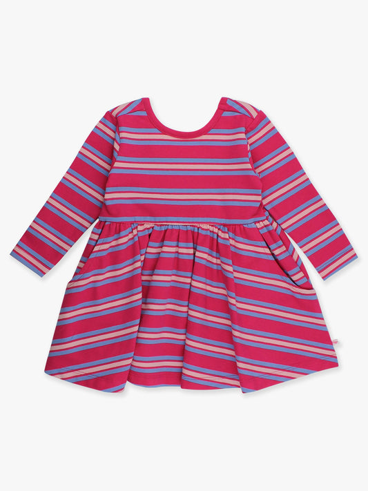 Very Berry/Periwinkle Blue Stripe LS Twirl Dress