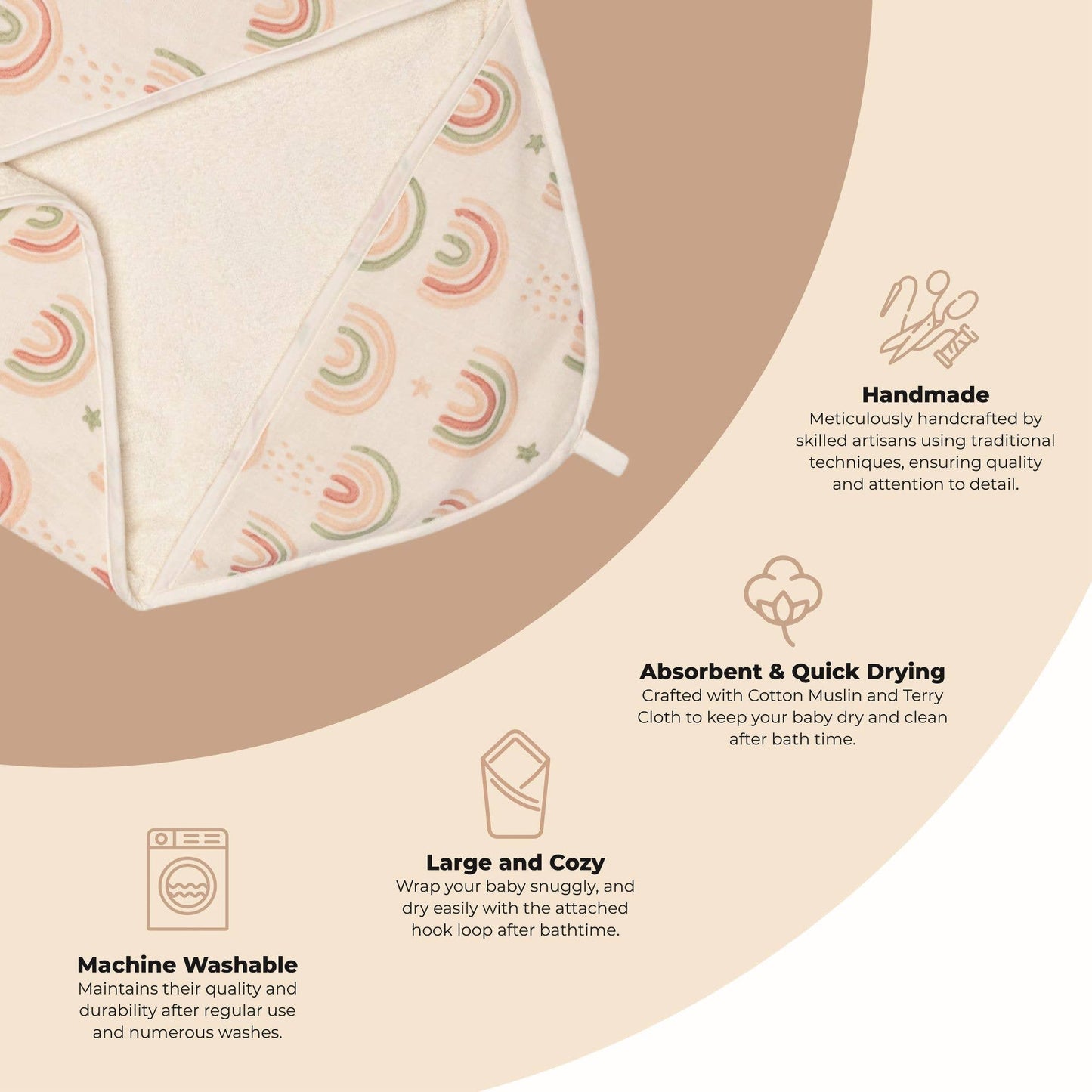 Crane Baby Rainbow Hooded Towel