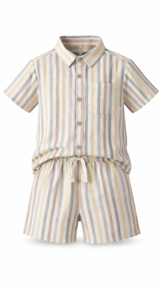 Collared SS Shirt/Perry Short||Valencia Stripe