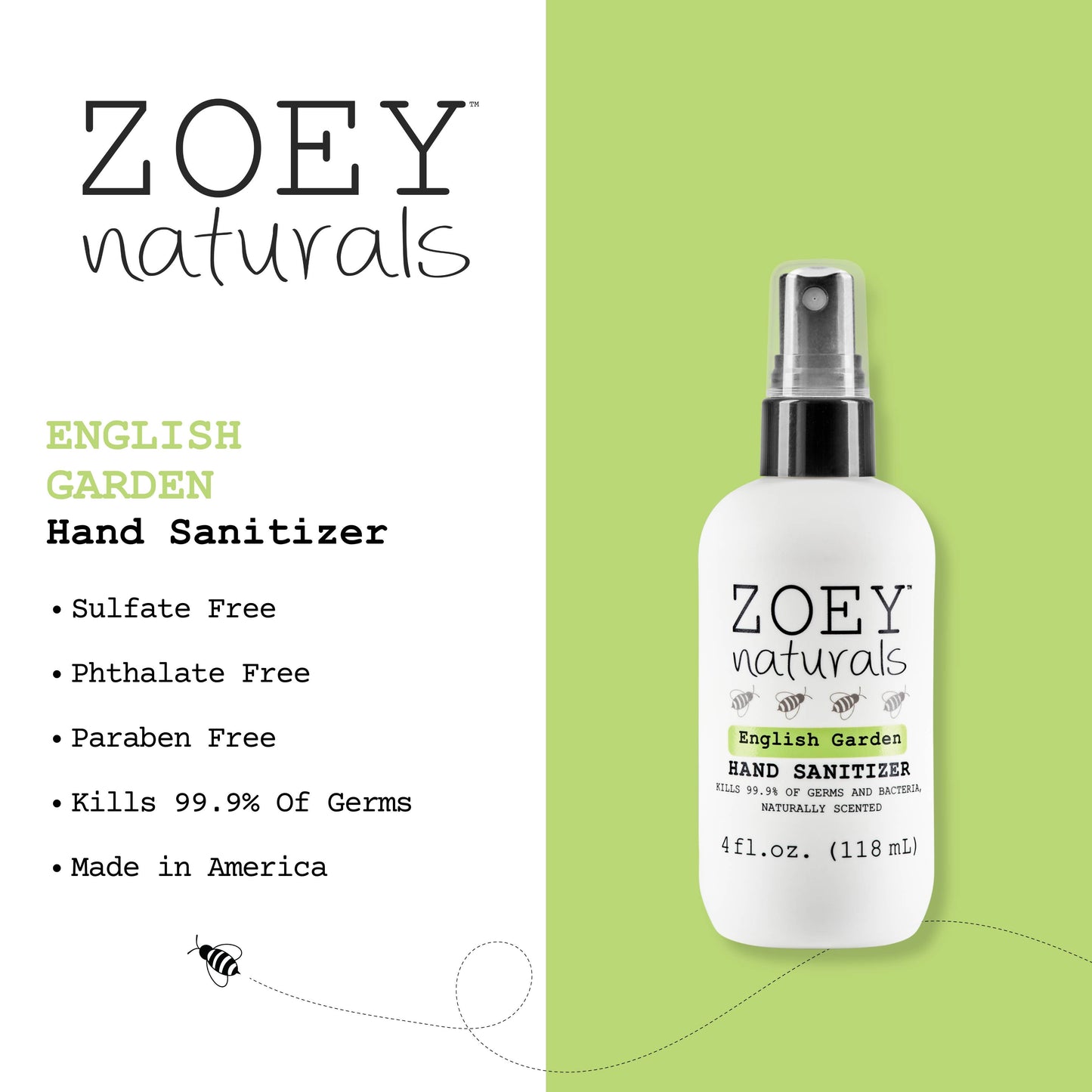 Zoey Naturals - English Garden Hand Sanitizer - 4oz