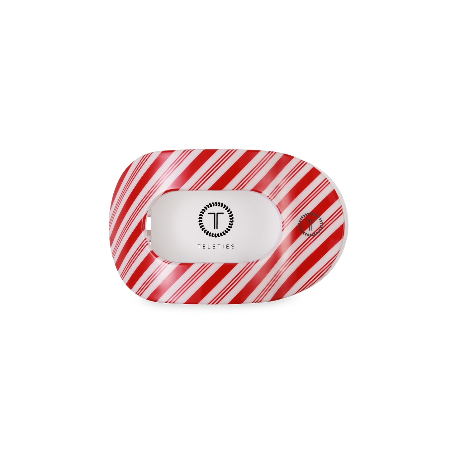TELETIES - Flat Round Hair Clip | Small | Candy Cane Crush