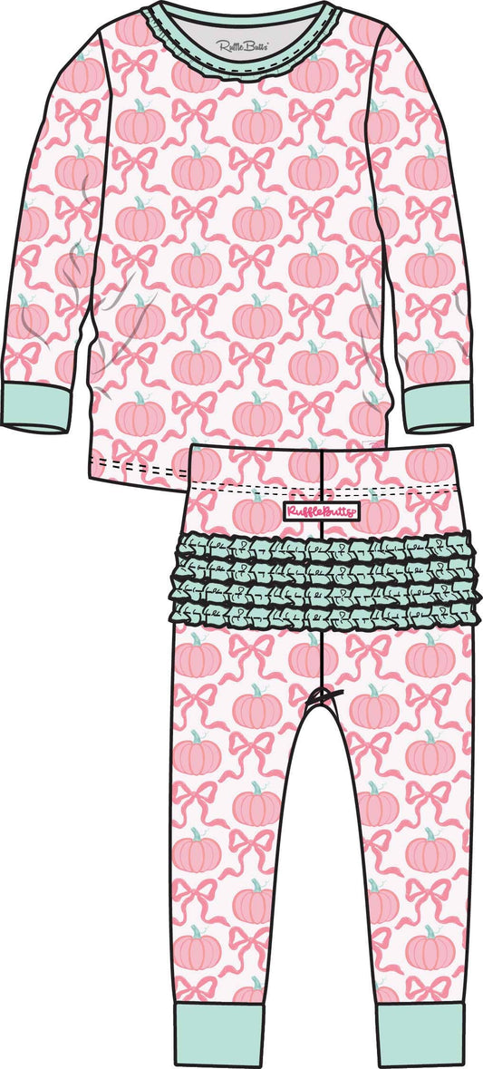 Pink Fairytale Pumpkins  Ruffle LS PJs