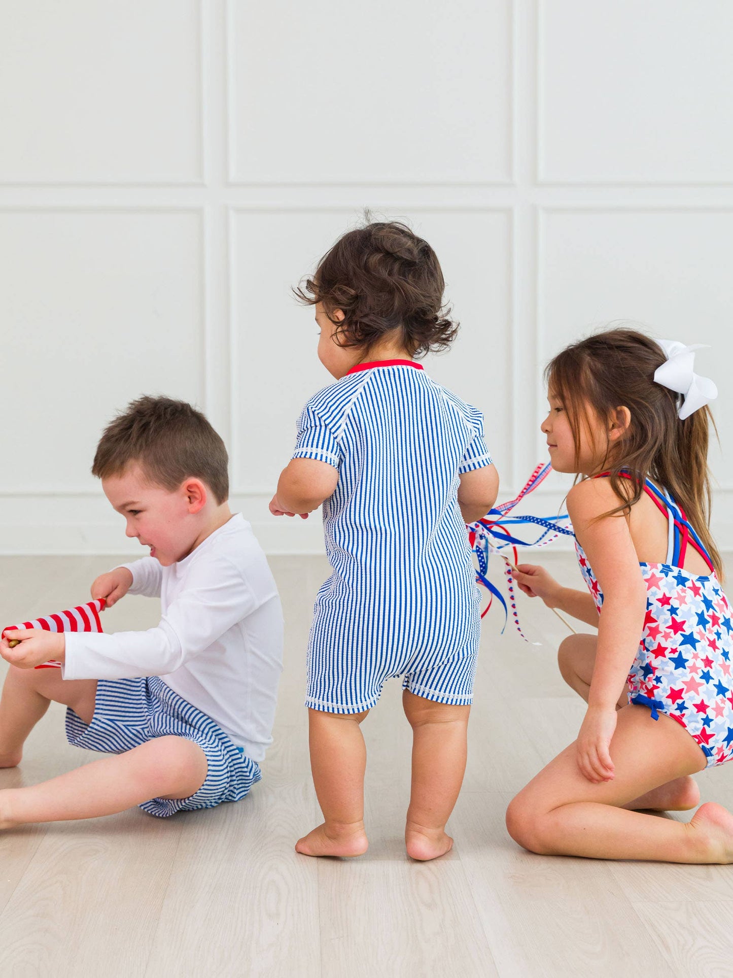 Baby Boys Blue Seersucker SS OP RG