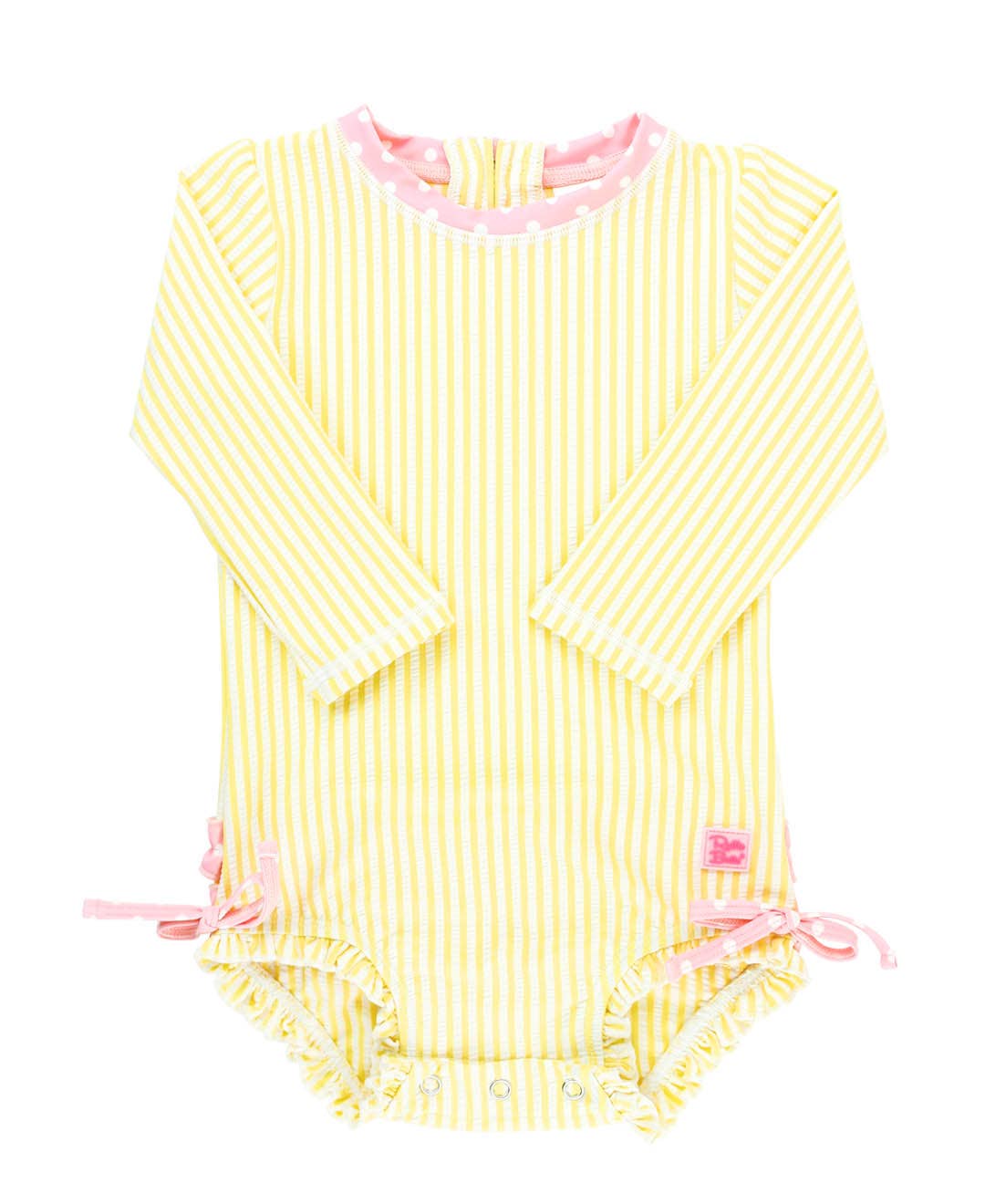 Girls Banana Seersucker LS OP RG Swimsuit w/Ruffles