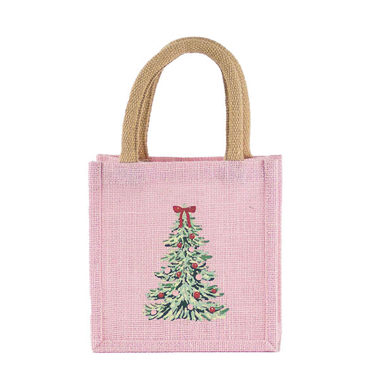 The Royal Standard - Noelle Tree Petite Gift Tote   Light Pink/Multi   7x7x5