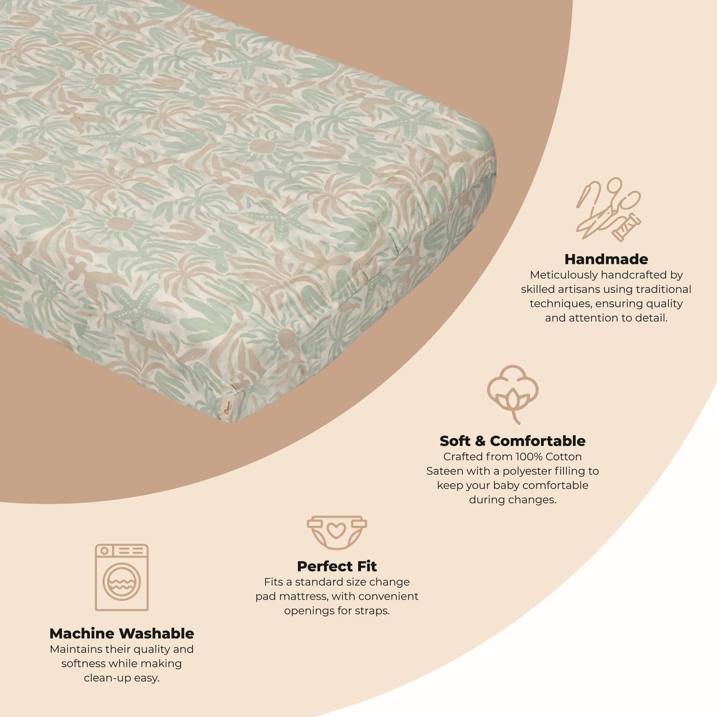 Crane Baby Beach Life Quilted Change Pad Cover